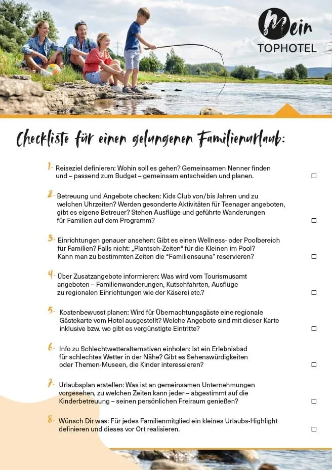 Checkliste für einen gelungenen Familienurlaub