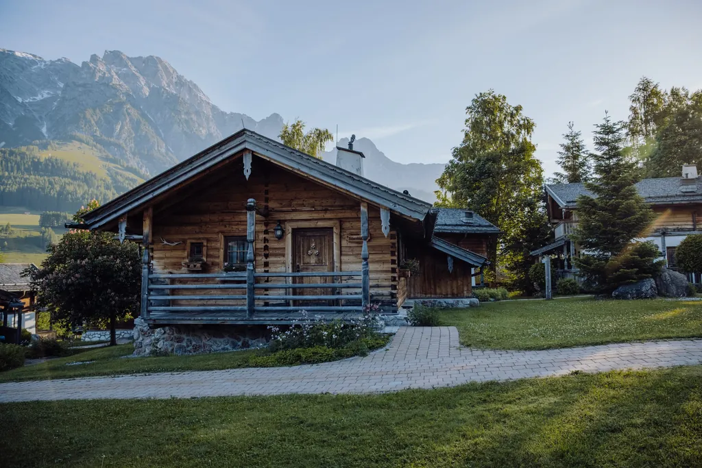Außenaufnahme eines Chalets im Naturresort Puradies Rain in Österreich