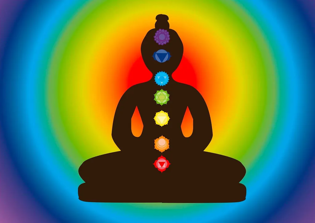 Animierte Grafik der Chakren im menschlichen Körper