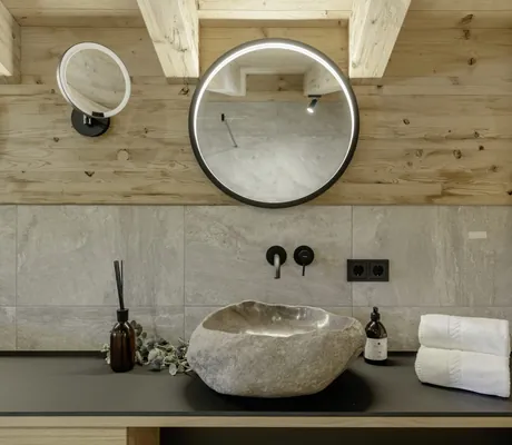 Das Badezimmer in einem Chalet der Hygna Chalets