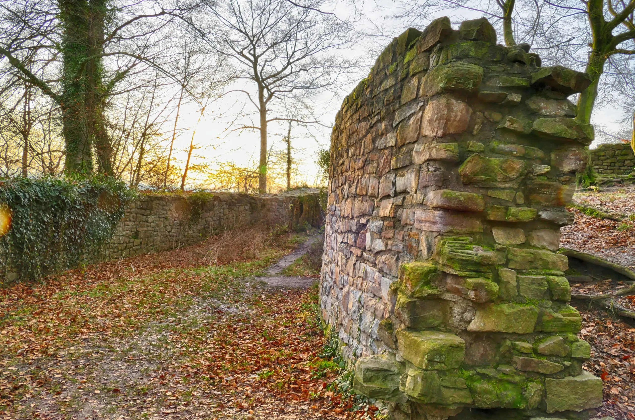 Historische Burgruine der Isenburg in Essen bei einem St&auml;dtetrip in Deutschland