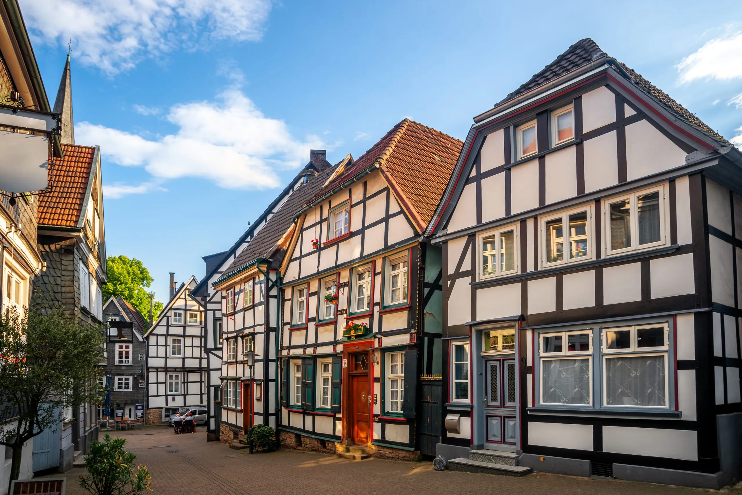 H&auml;user in der Altstadt von Kettwig einem Stadtteil in Essen bei einem St&auml;dtetrip in Deutschland