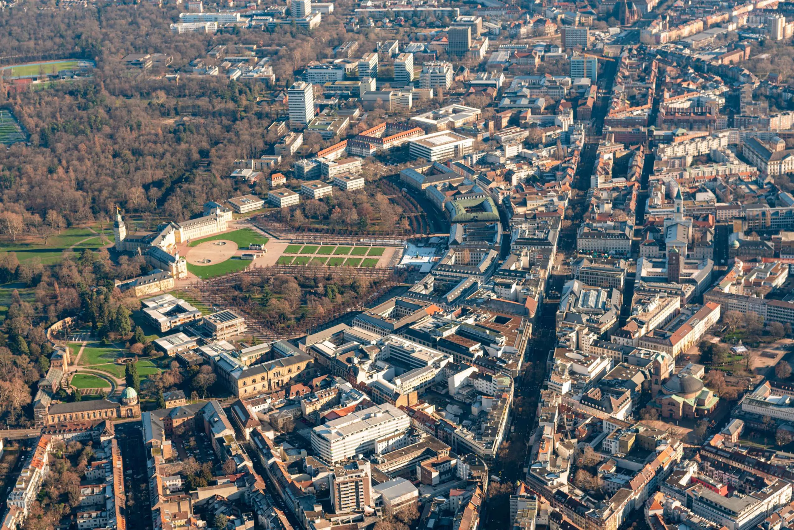 F&auml;cherstadt Karlsruhe aus der Vogelperspektive