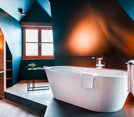 Eine Badewanne in einem Zimmes des Sport- und Wellnesshotel A-ROSA Kitzbühel