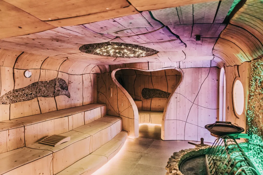 handgeschnitze Heisszeit-Sauna im Klosterbr&auml;u