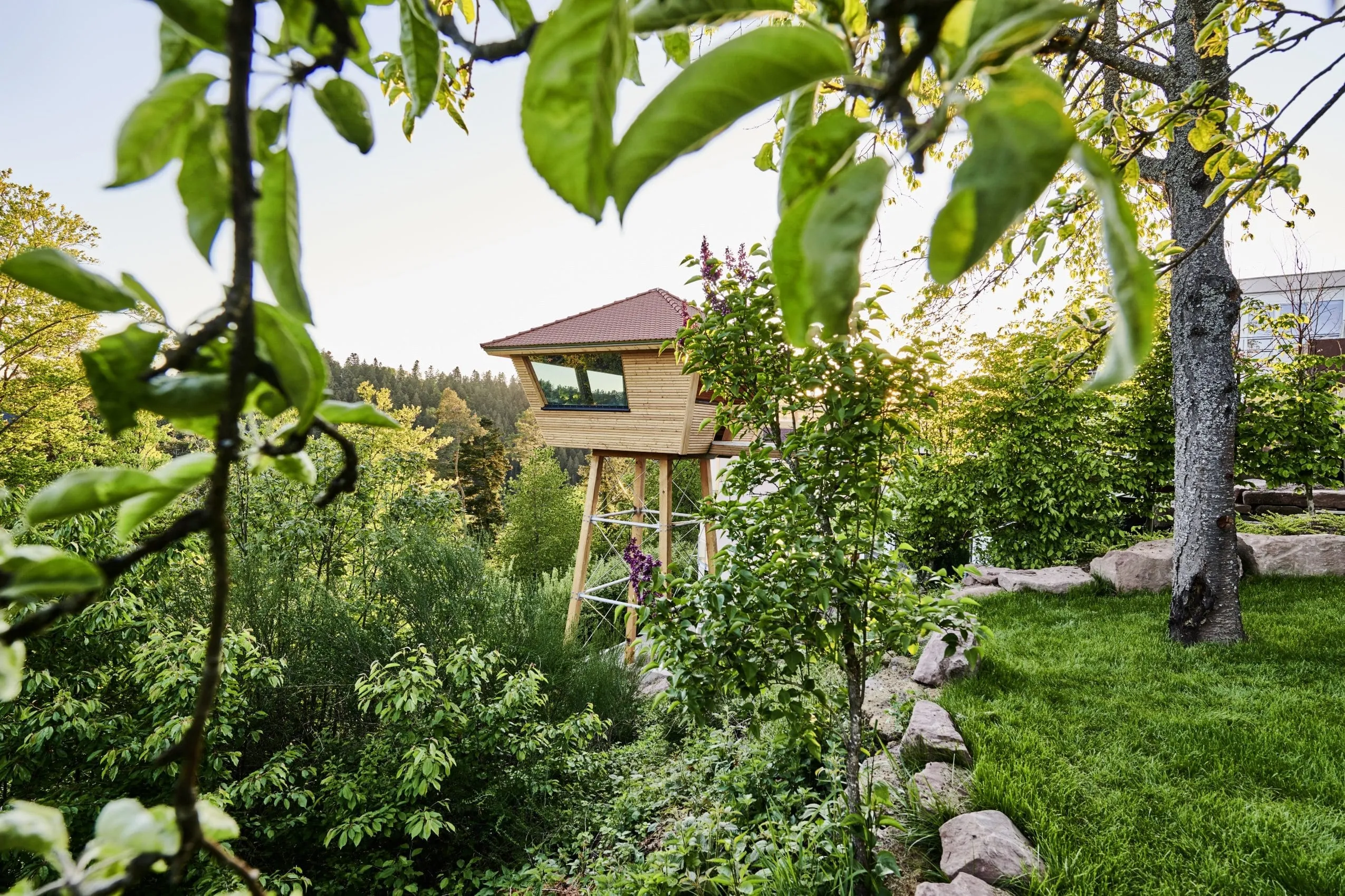 Au&szlig;ergew&ouml;hnliche Hochsitzsauna mit Blick in den Schwarzwald im Wellnesshotel Berlins KroneLamm
