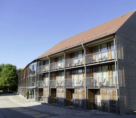 Blick auf die Fassade des Hotel Speidel’s BrauManufaktur
