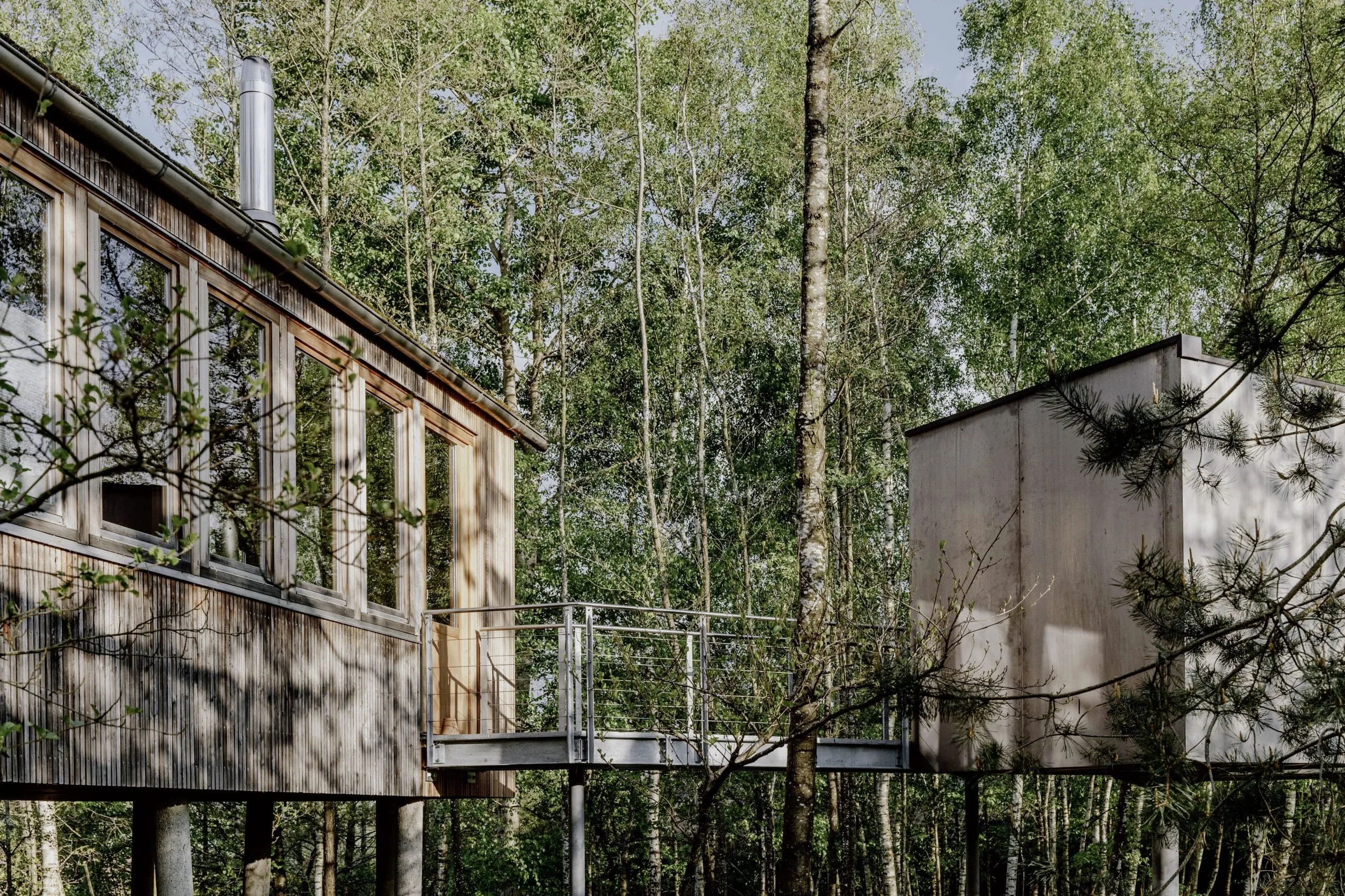 Auf Stelzen stehendes Baumhaus mitten im Wald im Hofgut Hafnerleiten