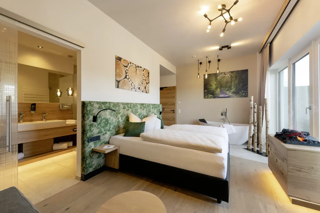 Blick in ein Doppelzimmer des Landrefugiums Obermüller in Untergriesbach.
